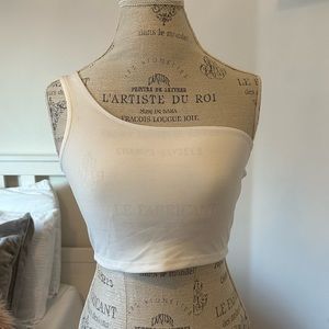 One-shoulder White Crop Top